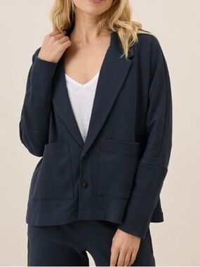 Pact Organic Women's Airplane Relaxed Blazer navy large